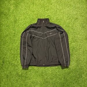 Nike Windbreaker Jacket Mens Medium Black Full Zip Track Running
